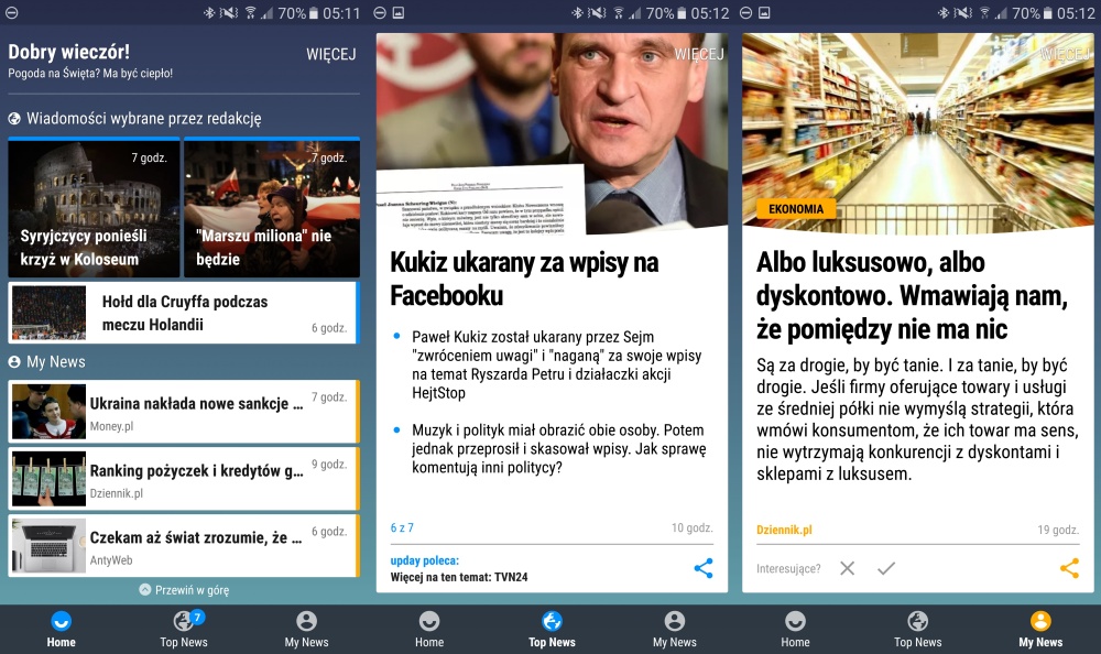 Upday Samsunga to newsfeed z prawdziwego zdarzenia i dla Polaków! - Samsung Galaxy S7 SM-G930 - recenzja 90sekund.pl