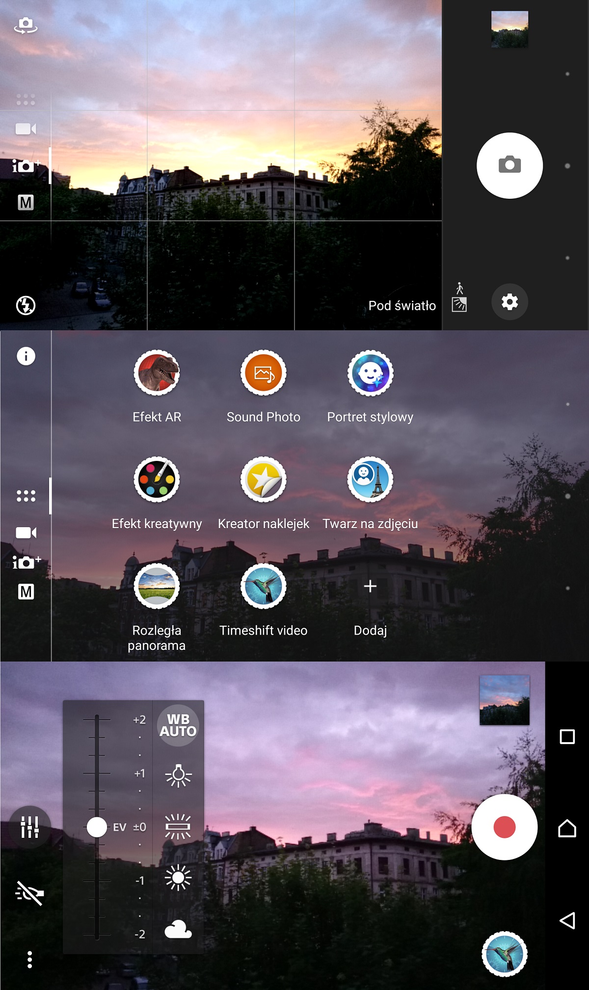 Sony Xperia X (F5121) - wygląd aplikacji Aparatu - recenzja 90sekund.pl