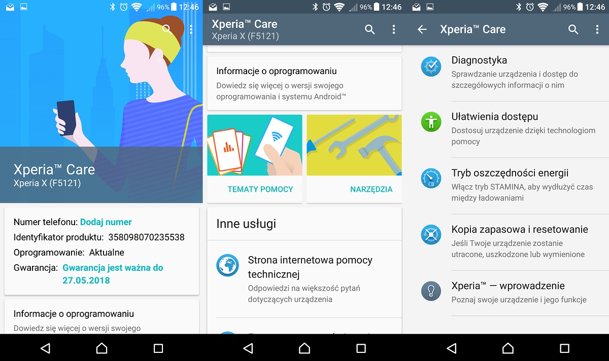 Sony Xperia X (F5121) - Pomoc, czyli Xperia Care - recenzja 90sekund.pl