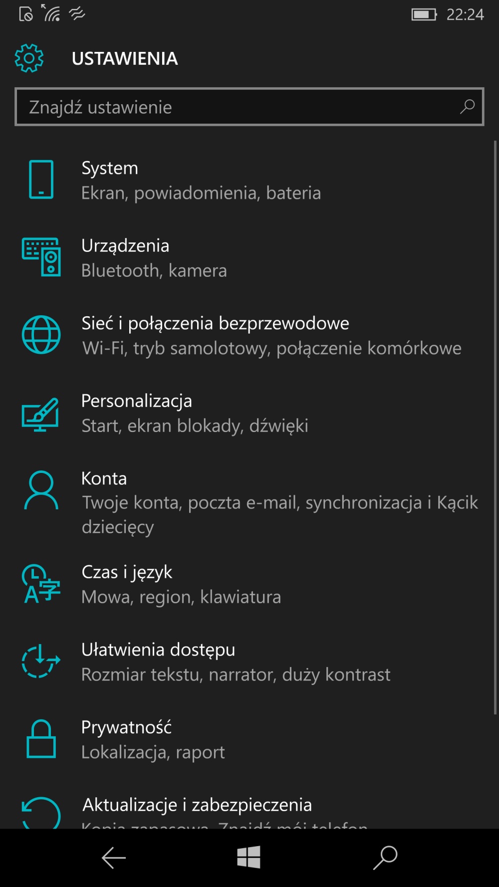 Microsoft Lumia 950XL - Ustawienia - 90sekund.pl