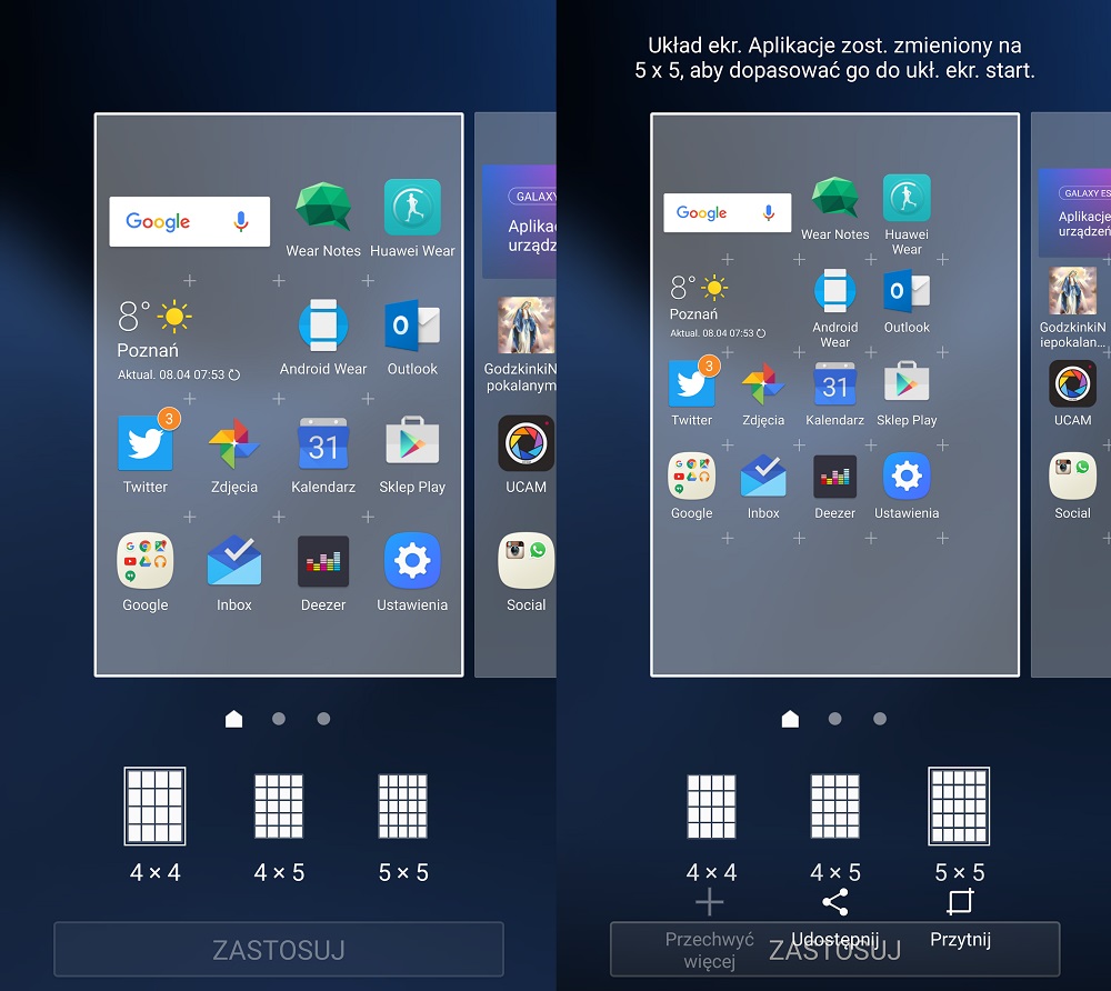 Lubisz więcej ikon na poszczególnych ekranach? To nie problem w Samsungu Galaxy S7 SM-G930 - recenzja 90sekund.pl