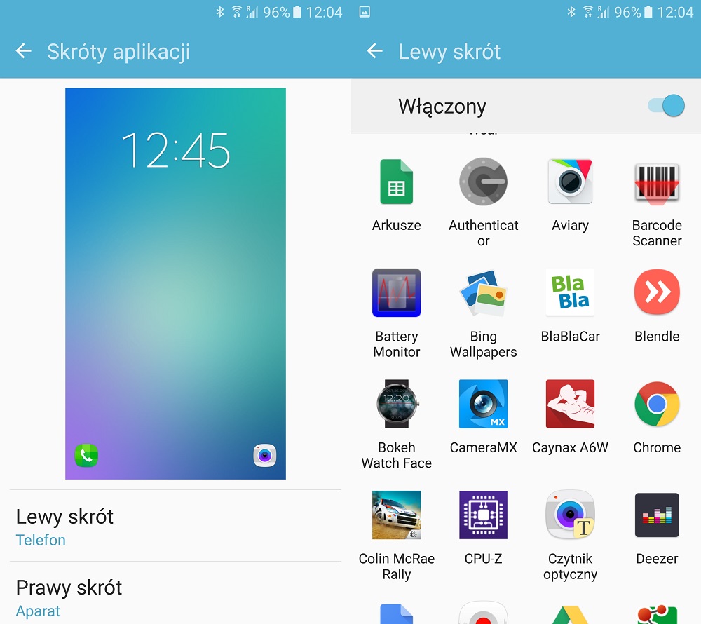 Zmień aplikacje uruchamiane z ekranu blokady w Samsungu Galaxy S7 SM-G930 - recenzja 90sekund.pl