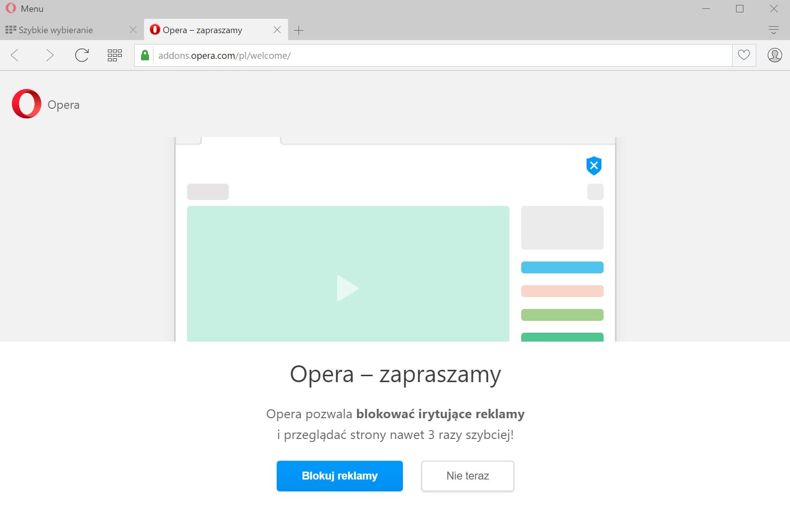 Opera blokuje reklamy - 90sekund.pl