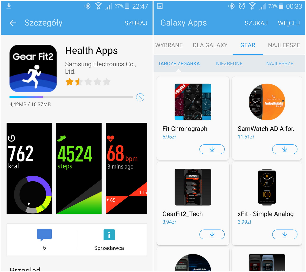 Samsung Gear Fit 2 (SM-R360). Sklep Galaxy Apps- recenzja 90sekund.pl