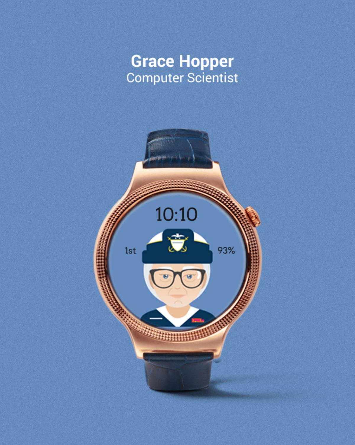 Tarcza zegarka z Grace Hopper - fot. Fat Russell