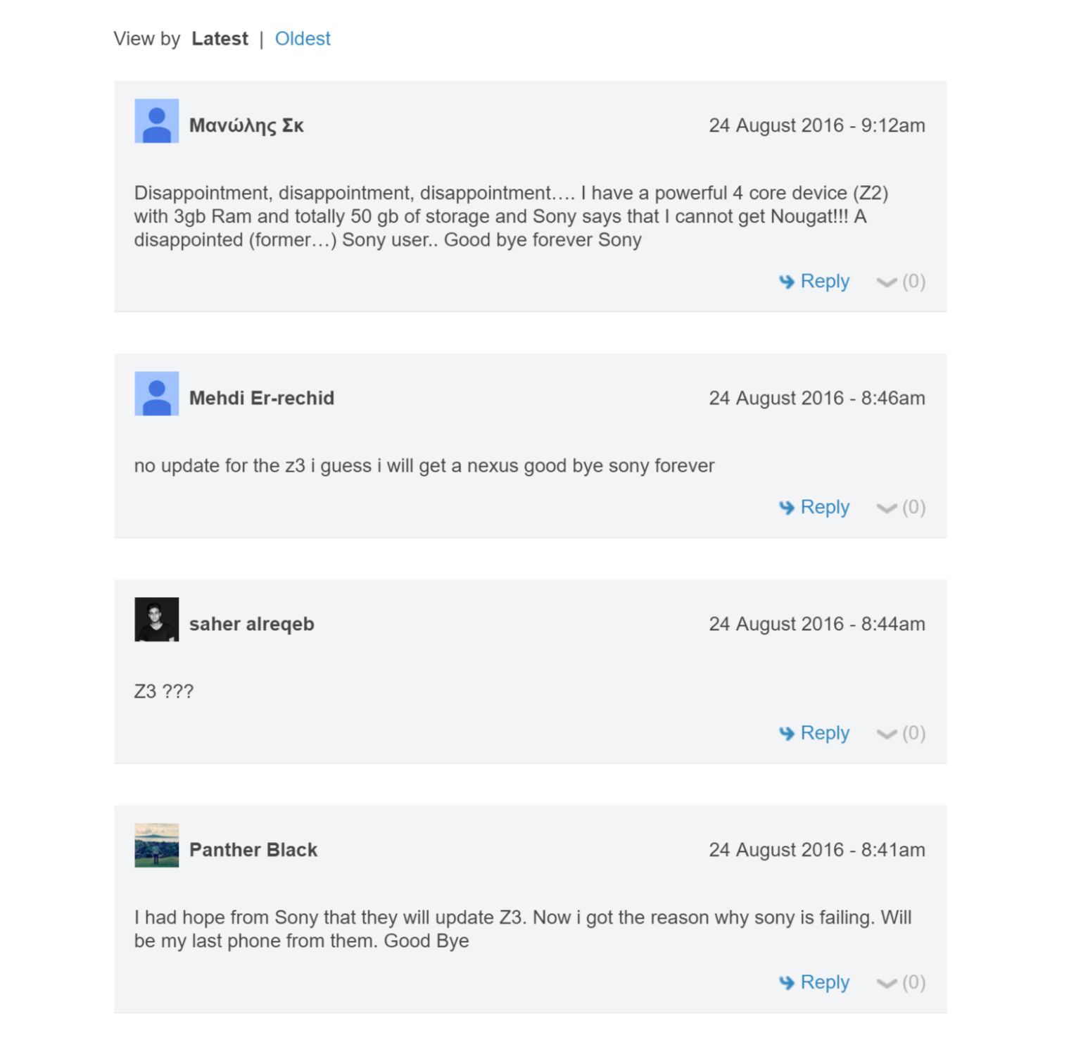 Komentarze wściekłych fanów Sony po informacji na temat planowanych aktualizacji do Androida 7.0 Nougat - 90sekund.pl