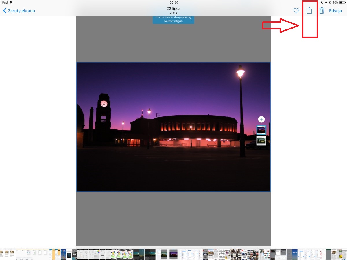 Udostępnianie w Apple Zdjęciach na iOS 9.3.4 przy jednym pliku jest z prawej strony... - 90sekund.pl