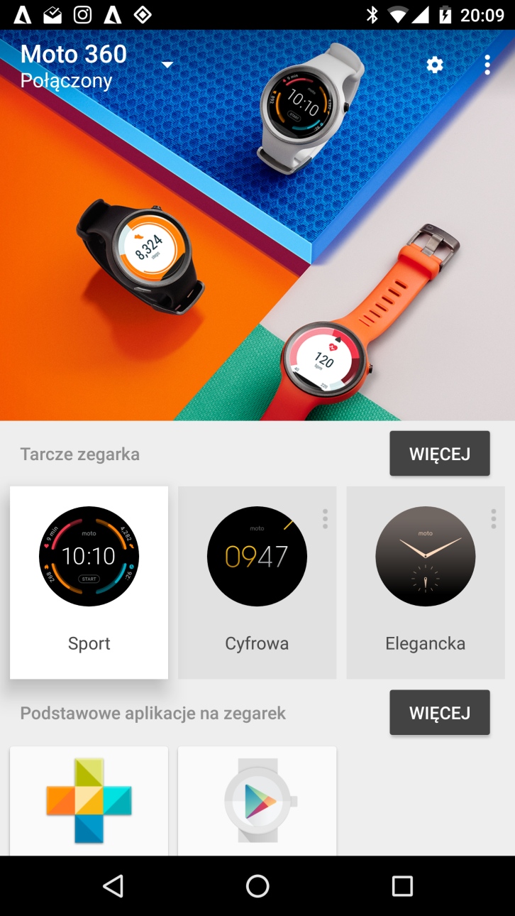 Smartfonowa wersja aplikacji Android Wear dla Lenovo Moto 360 Sport - recenzja 90sekund.pl