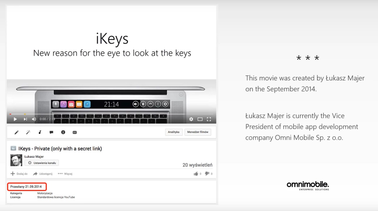 iKeys - fot YouTube na podstawie konceptu Łukasza Majera