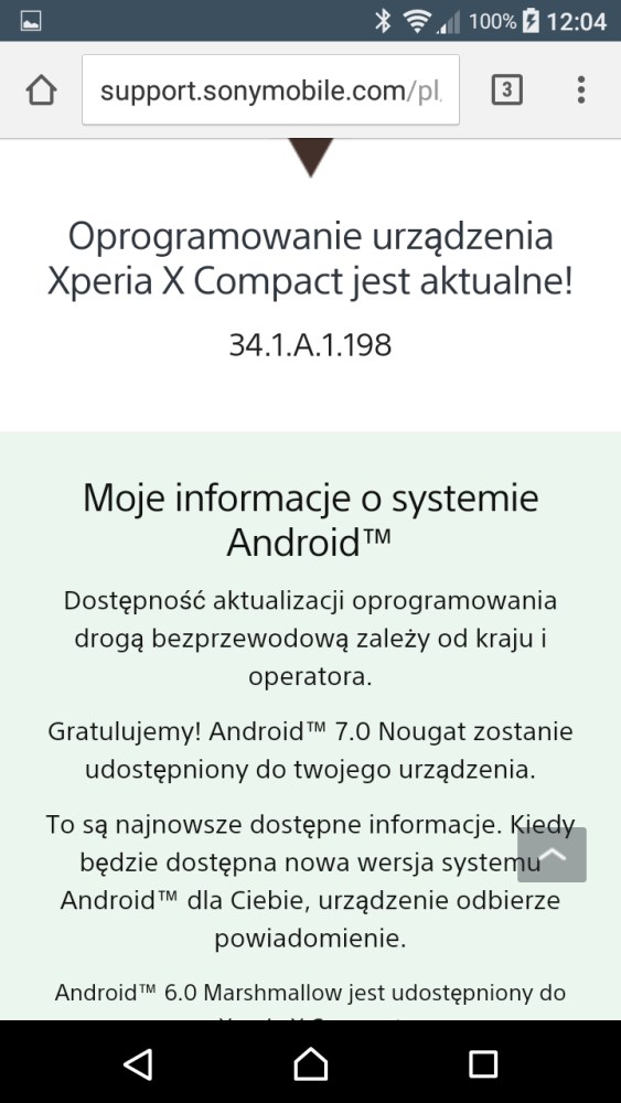 Obietnica zaktualizowania Sony Xperia X Compact F5321 do Androida 7.0 Nougat - recenzja 90sekund.pl