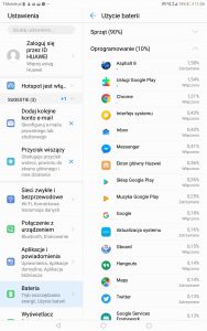 Przykładowy czas pracy Huawei MediaPada M5 na baterii - recenzja 90sekund.pl