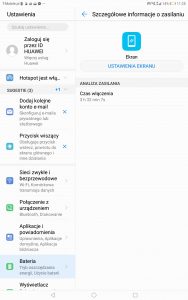 Przykładowy czas pracy Huawei MediaPada M5 na baterii - recenzja 90sekund.pl