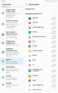 Przykładowy czas pracy Huawei MediaPada M5 na baterii - recenzja 90sekund.pl