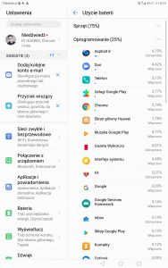 Przykładowy czas pracy Huawei MediaPada M5 na baterii - recenzja 90sekund.pl