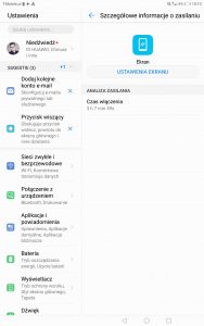 Przykładowy czas pracy Huawei MediaPada M5 na baterii - recenzja 90sekund.pl