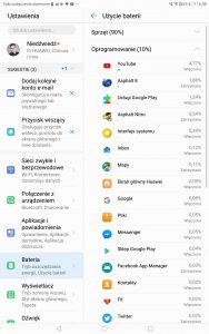 Przykładowy czas pracy Huawei MediaPada M5 na baterii - recenzja 90sekund.pl