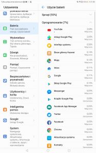Przykładowy czas pracy Huawei MediaPada M5 na baterii - recenzja 90sekund.pl