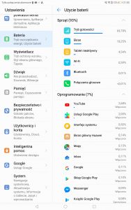 Przykładowy czas pracy Huawei MediaPada M5 na baterii - recenzja 90sekund.pl