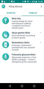 Funkcje Moto w Moto G6 Plus - recenzja 90sekund.pl