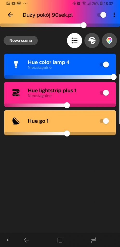Aplikacja Philips HUE do sterowania oświetleniem HUE - 90sekund.pl - Michał Brożyński